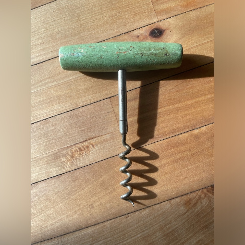 Antique Wood Handle Cork Screw Bottle Opener